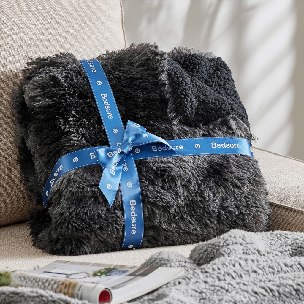 Bedsure GentleSoft Fluffy Fuzzy Faux Fur Throw Blanket for Couch, Soft Sherpa Fleece Cozy Gifts for Women, Plush Bed Blanket Room Decor for Men, Thick Warm Teen Gifts Winter Bedding