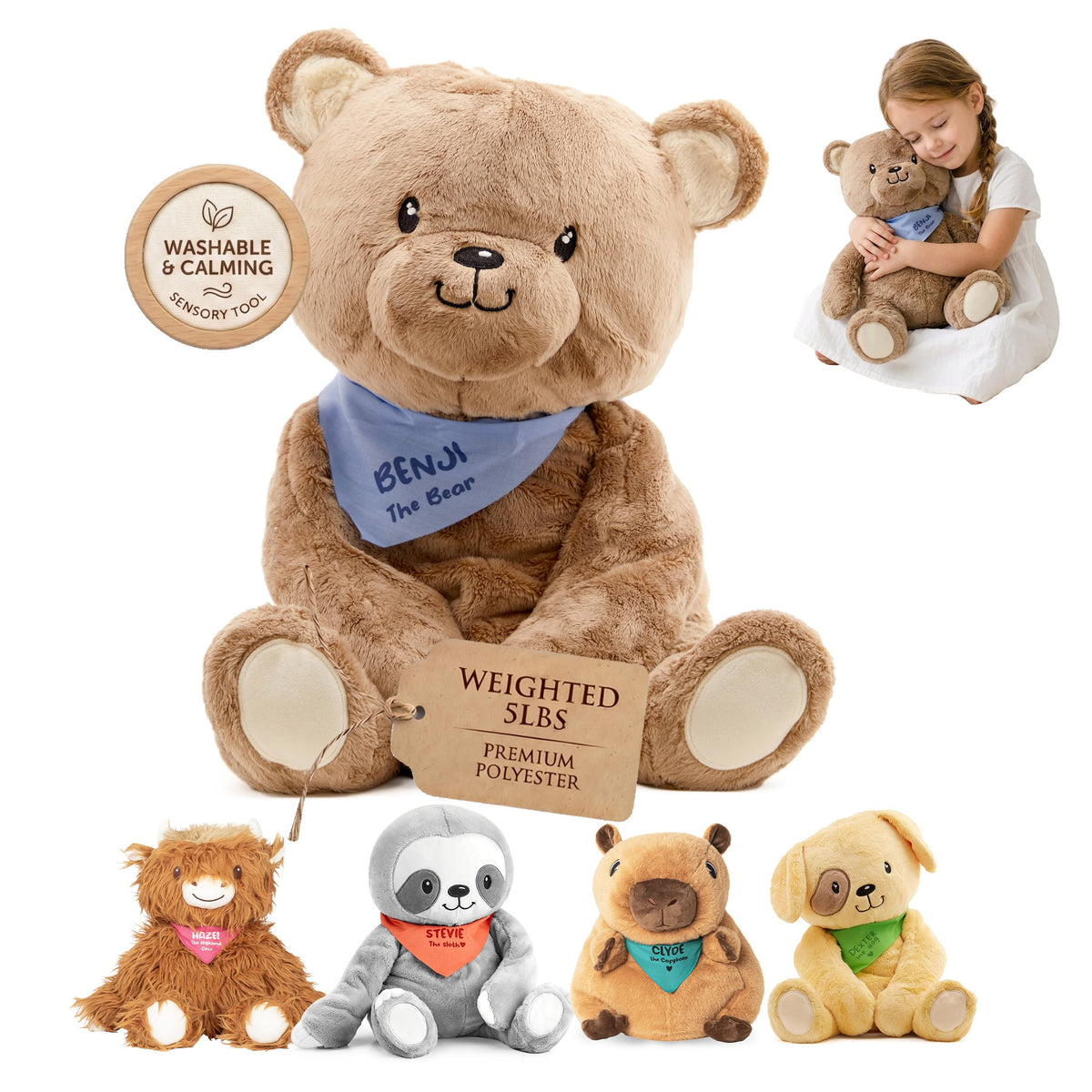 Lilly's Love Weighted Stuffed Animals for Adults & Kids — 5lb Calming Capybara Plush for Anxiety, ADHD & Sensory | Machine Washable Weighted Stuffed Animal w/Removable Insert | Clyde The Capybara