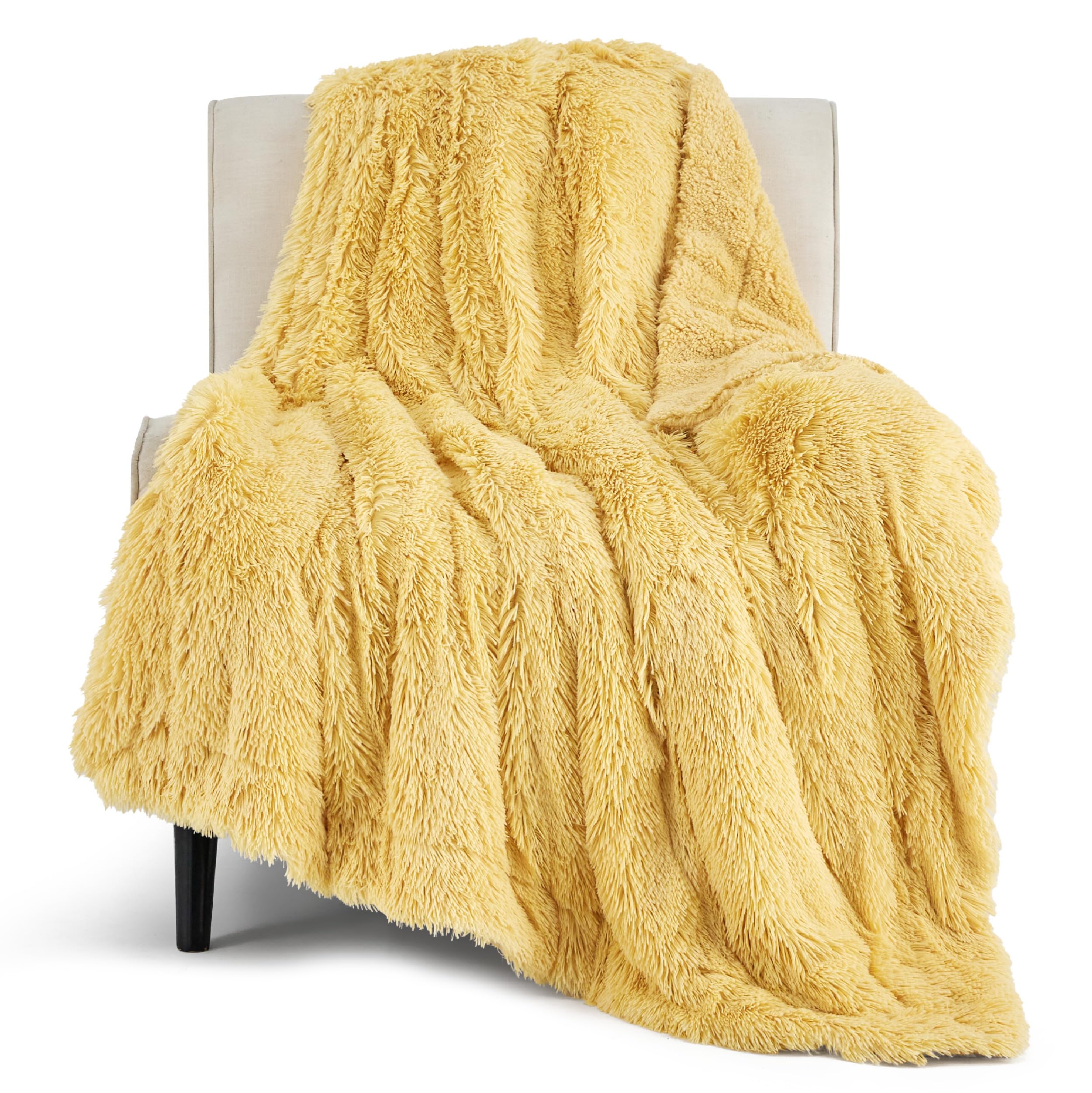 Bedsure GentleSoft Fluffy Fuzzy Faux Fur Throw Blanket for Couch, Soft Sherpa Fleece Cozy Gifts for Women, Plush Bed Blanket Room Decor for Men, Thick Warm Teen Gifts Winter Bedding