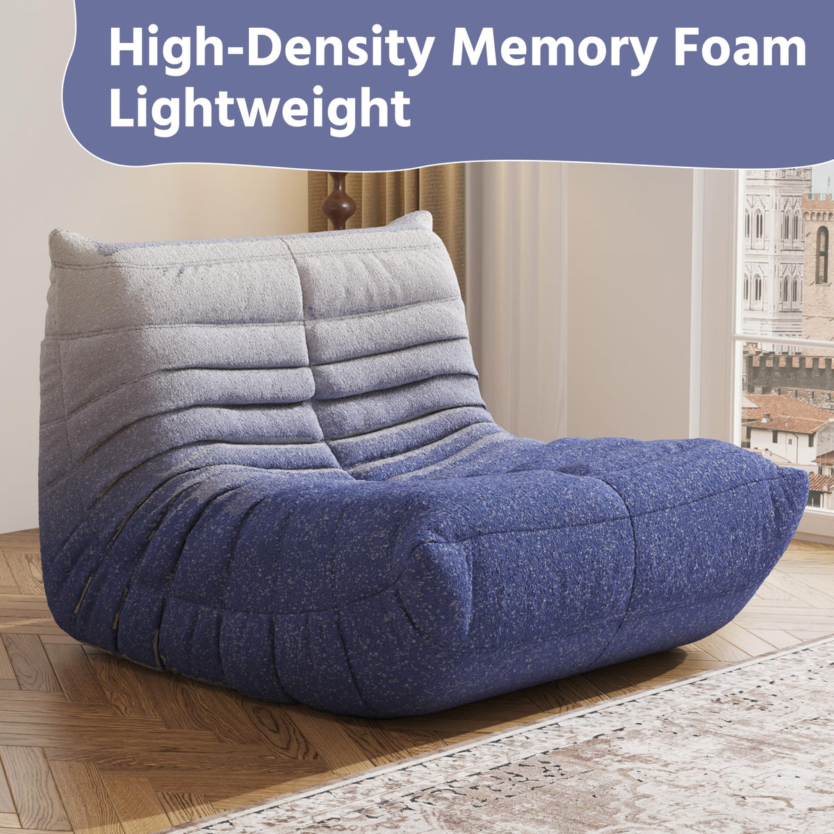 Adults Bean Bag Chairs Lazy Floor Sofa Togo Couch Comfy Memory Foam Reading Chair Teddy Fleece BeanBag for Living Room Bedroom Dorm Office Gaming Room, Green, 1 Seater