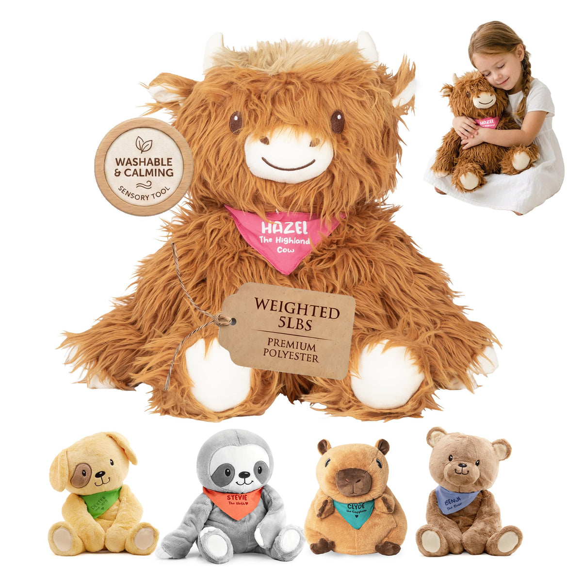 Lilly's Love Weighted Stuffed Animals for Adults & Kids — 5lb Calming Capybara Plush for Anxiety, ADHD & Sensory | Machine Washable Weighted Stuffed Animal w/Removable Insert | Clyde The Capybara