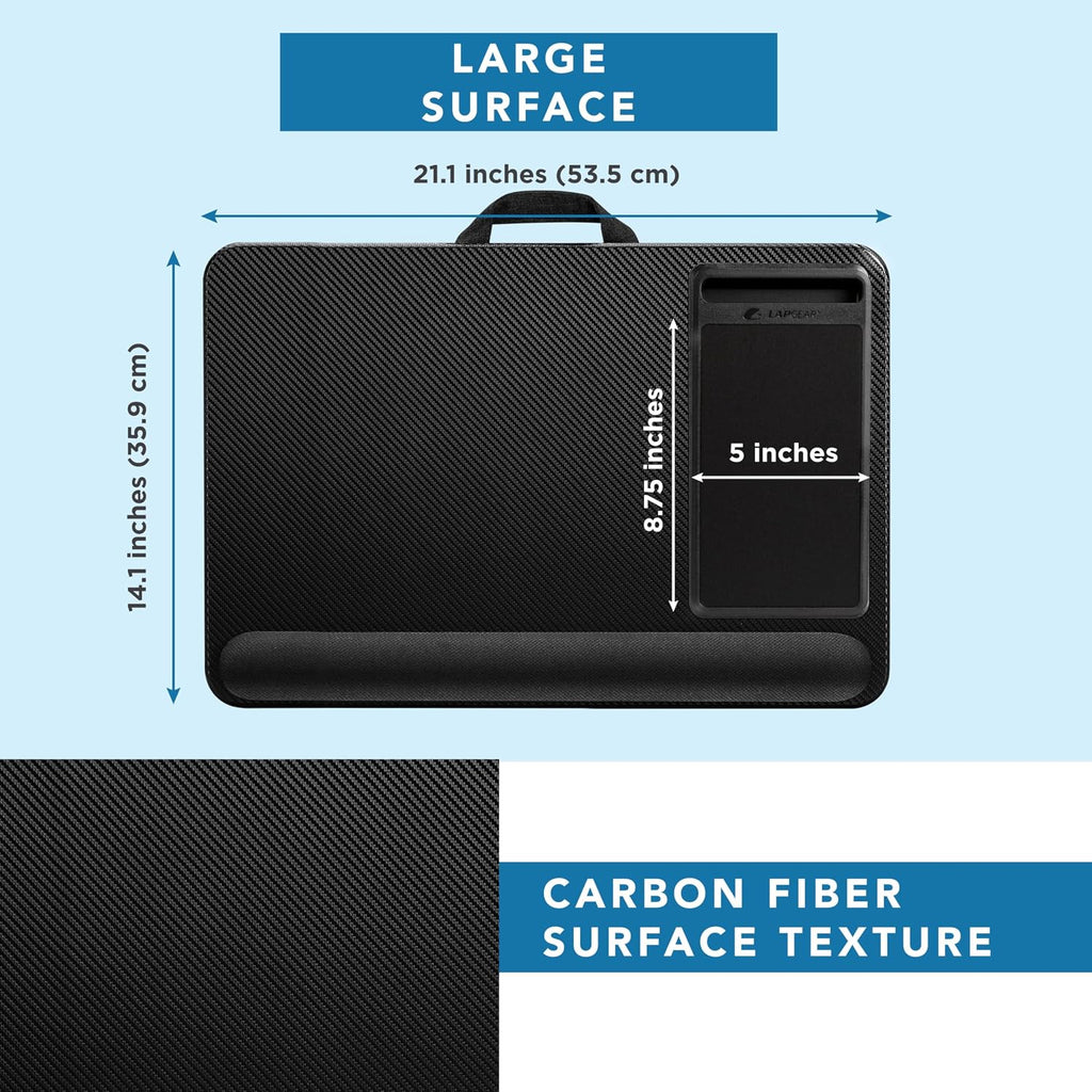 LAPGEAR Home Office Pro Lap Desk - Black Carbon, Fits 15.6” Laptops