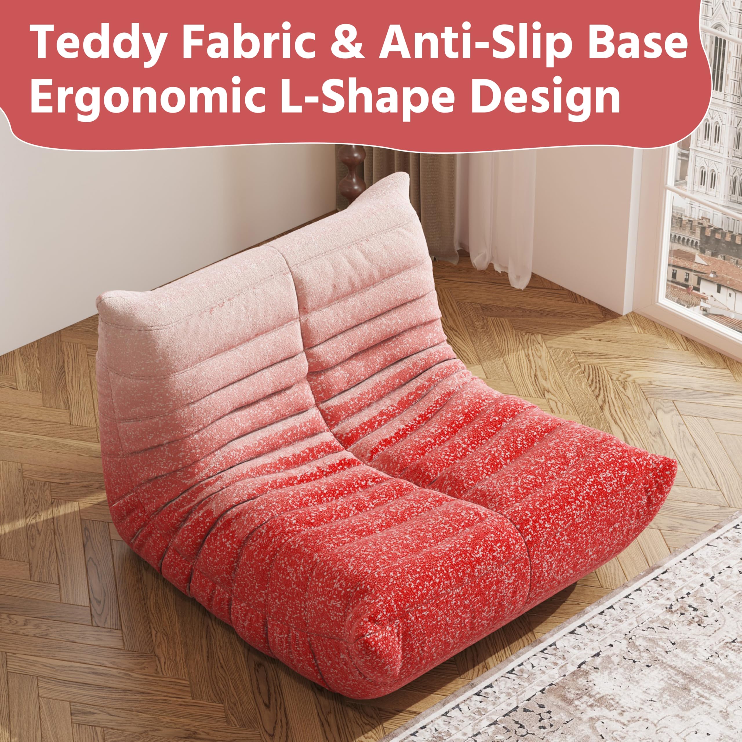 Adults Bean Bag Chairs Lazy Floor Sofa Togo Couch Comfy Memory Foam Reading Chair Teddy Fleece BeanBag for Living Room Bedroom Dorm Office Gaming Room, Green, 1 Seater