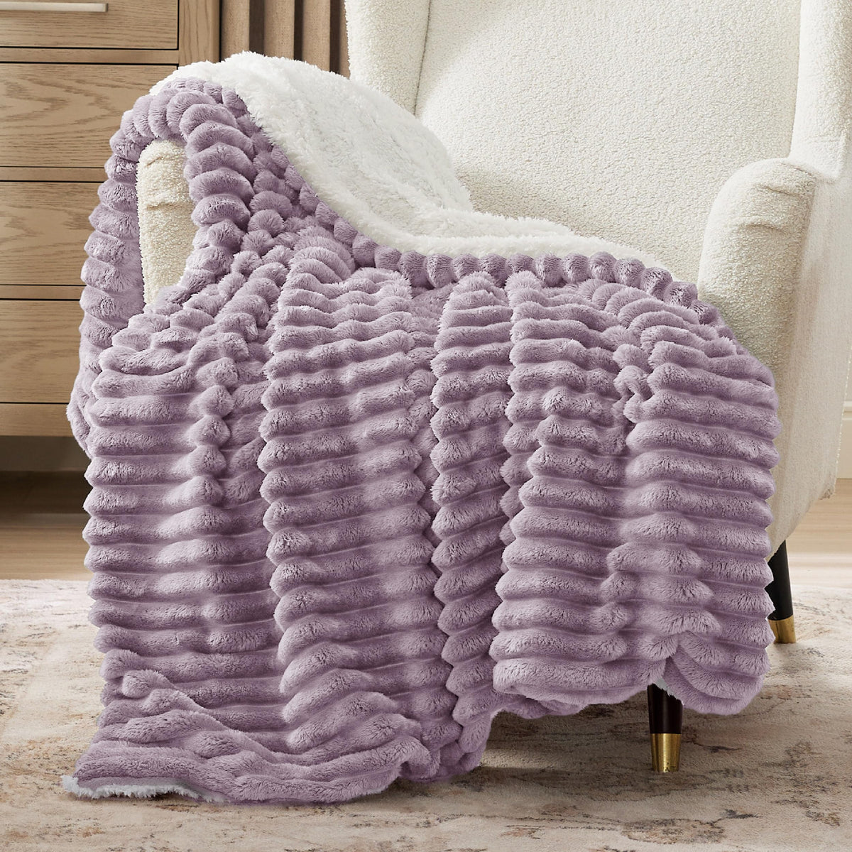 Bedsure Sherpa Throw Blanket for Couch - Super Soft, Comfort Cozy Fleece Thick Warm Blanket for Women, GentleSoft Plush & Fluffy Spring Throw Gift for Women, Room Decor, Beige, 50x60 Inches